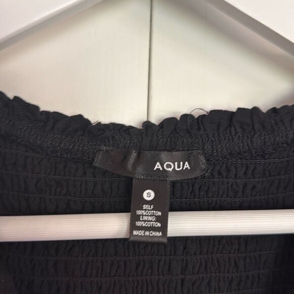 Aqua black smocked ruffled mini dress size small - Picture 4 of 8